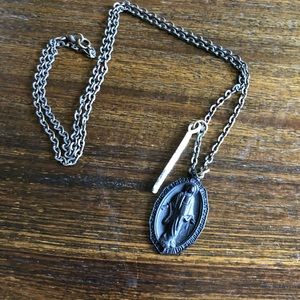 Black Virgin Mary Chain Rosary Necklace